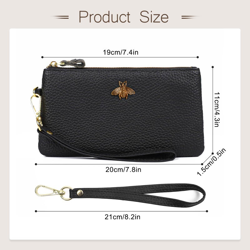 imeetu Women's Wristlet Clutch Purse Leather Cell Phone Wallet Handbag with Wrist Strap(light brown) - Image 4